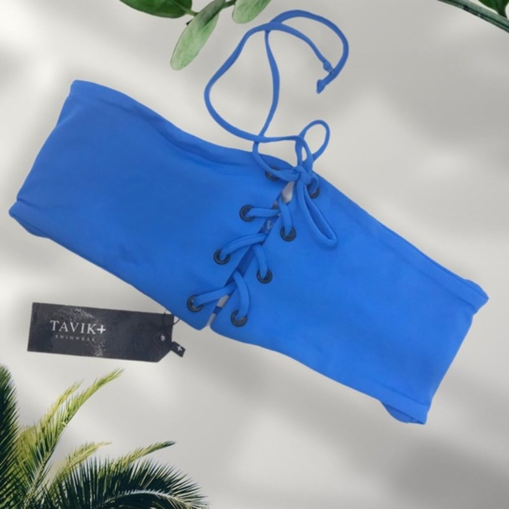 Tavik Mirage Bandeau‎ Lace Up Swim Top Blue